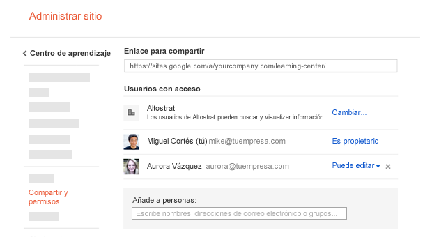 Comparte tus sitios de proyectos gracias a Google Sites.