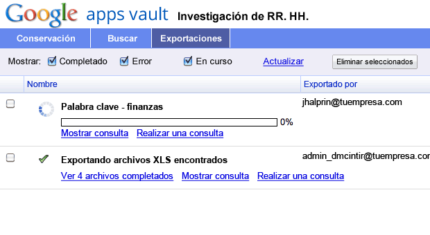 Exporta mensajes para revisarlos y analizarlos con más detalle gracias a Vault.